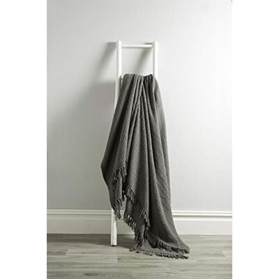 Olivia Rocco Lisbon Throw 100% Cotton Plain Honeycomb Sofa Bed Chair Cover Throws Tasselled Decorative Blanket, 178 x 254 cm (70" x 100") Grey Olivia Rocco Lisbon Throw 100% Cotton Plain Honeycomb Sofa Bed Chair Cover Throws Tasselled Decorative Blanket, 178 x 254 cm (70" x 100") Grey