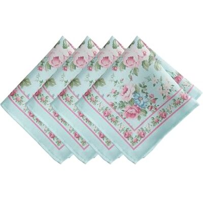 Elrene Home Fashions Spring Summer Vintage Floral Garden Cottage Cloth Dinner Napkins, Set of 4, 17"x17 Elrene Home Fashions Spring Summer Vintage Floral Garden Cottage Cloth Dinner Napkins, Set of 4, 17"x17