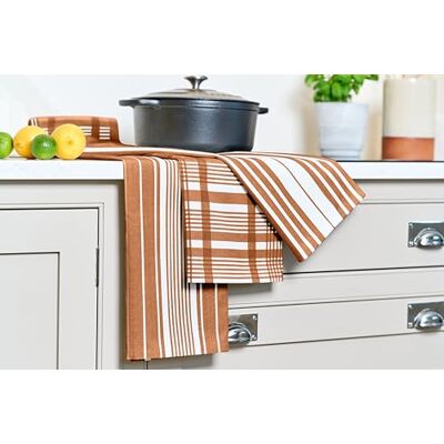 Dexam Love Colour Set Of 3 Extra Large Tea Towels, 90cm x 60cm, Terracotta Brown Dexam Love Colour Set Of 3 Extra Large Tea Towels, 90cm x 60cm, Terracotta Brown