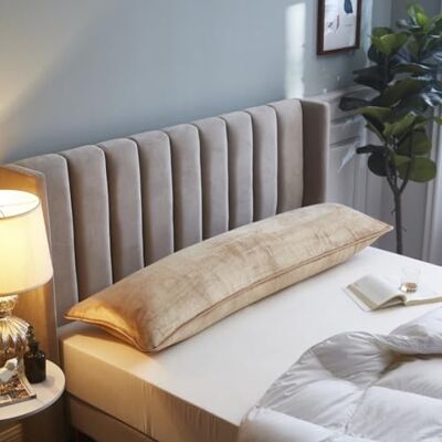 Haklein Milk Velvet Extra Long Body Support Bolster Pillowcase, 4ft/5ft/6ft Headboard Cushion Cover, Soft Warm Decorative Pillow Cover with Hidden Zipper, Machine Washable (Beige,48×120cm(19"×47")) Haklein Milk Velvet Extra Long Body Support Bolster Pillowcase, 4ft/5ft/6ft Headboard Cushion Cover, Soft Warm Decorative Pillow Cover with Hidden Zipper, Machine Washable (Beige,48×120cm(19"×47"))