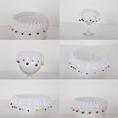 Textiles101 Lace Doilies with Beads Jug Covers, 100% Cotton Handmade Crochet Beaded Doyleys for Table Placemats & Dining Decor, Pack of 1 (White, 6 Inches) Textiles101 Lace Doilies with Beads Jug Covers, 100% Cotton Handmade Crochet Beaded Doyleys for Table Placemats & Dining Decor, Pack of 1 (White, 6 Inches)