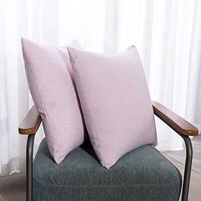 Deconovo Decorative Throw Pillow covers, Faux Linen Texture Cushion Covers for Garden Furniture with Invisible Zipper, 24x24 Inch, 2 pack, Baby Pink Deconovo Decorative Throw Pillow covers, Faux Linen Texture Cushion Covers for Garden Furniture with Invisible Zipper, 24x24 Inch, 2 pack, Baby Pink