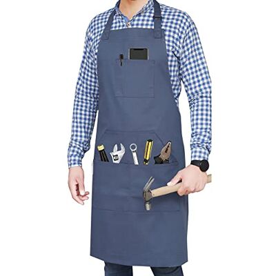 Ruvanti Professional Grade Durable Blue Work Apron, for Men, Women. Chef Apron, Kitchen, BBQ, Barber, Canvas Apron, Comfortable, Cotton Enrich. Extra Long Ties Adjustable M to XXL, 5 Pockets (1 Pack). Ruvanti Professional Grade Durable Blue Work Apron, for Men, Women. Chef Apron, Kitchen, BBQ, Barber, Canvas Apron, Comfortable, Cotton Enrich. Extra Long Ties Adjustable M to XXL, 5 Pockets (1 Pack).