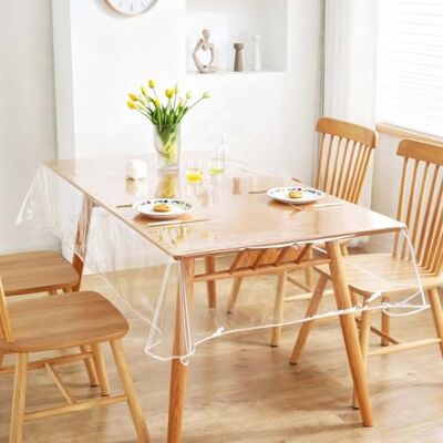 Focenat Clear Table Protector PVC, 140 x 180 cm Waterproof Oilproof Cover clear table cloth 55 x 71 inch transparent plastic tablecloth for kitchen dining outdoor indoor washable Focenat Clear Table Protector PVC, 140 x 180 cm Waterproof Oilproof Cover clear table cloth 55 x 71 inch transparent plastic tablecloth for kitchen dining outdoor indoor washable