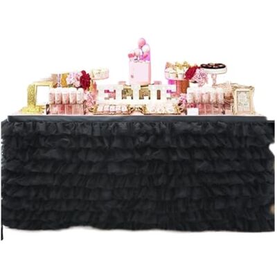 EKalgretrA Party Tulle Table Skirt Tutu Tablecloth Tableware Party Decorations Wedding Home Table Supplies(Black,275x77cm 1pcs) EKalgretrA Party Tulle Table Skirt Tutu Tablecloth Tableware Party Decorations Wedding Home Table Supplies(Black,275x77cm 1pcs)