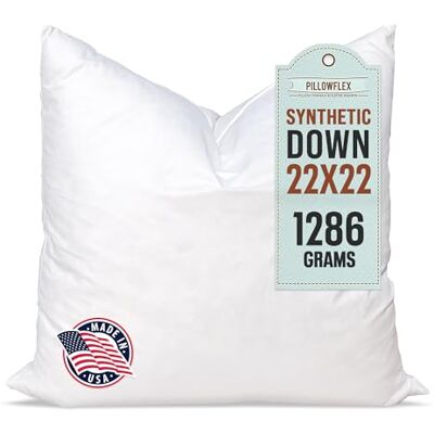 Pillowflex Synthetic Down Pillow Inserts For Shams Aka Faux/Alternative 55cm x 55cm (22 Inch By 22 Inch) Pillowflex Synthetic Down Pillow Inserts For Shams Aka Faux/Alternative 55cm x 55cm (22 Inch By 22 Inch)