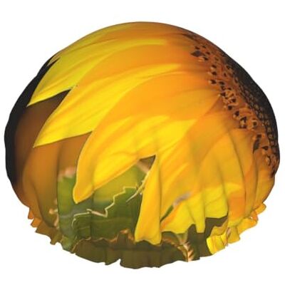 kkvhhyuo Large Waterproof Shower Cap with Adjustable Elastic Band Wild Flower Sunflower Print Shower Cap Hair Cover For Women Spa Bathing Swimming Makeup Travel, One Size kkvhhyuo Large Waterproof Shower Cap with Adjustable Elastic Band Wild Flower Sunflower Print Shower Cap Hair Cover For Women Spa Bathing Swimming Makeup Travel, One Size
