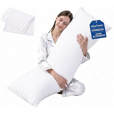 IBIZA DREAMS Antiallergenic Hollow Fibre Filled Bolster Pillow with Free Pillow Case (WHITE, 4.6FT) IBIZA DREAMS Antiallergenic Hollow Fibre Filled Bolster Pillow with Free Pillow Case (WHITE, 4.6FT)