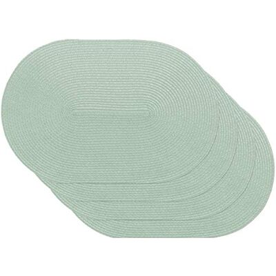 Venilia Green Oval Placemat, Table Linen, Placemats for Dining Room, Woven, Set of 4, Food Safe, 30 x 45 cm, 59127 Venilia Green Oval Placemat, Table Linen, Placemats for Dining Room, Woven, Set of 4, Food Safe, 30 x 45 cm, 59127