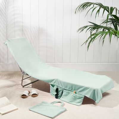 Brentfords Sunlounger Towel with Pockets, Soft Quick Dry Fabric Lightweight Easy Storage Large Beach Towel with Pockets For Travel Poolside or Beach Days, Sage 75 x 215cm Brentfords Sunlounger Towel with Pockets, Soft Quick Dry Fabric Lightweight Easy Storage Large Beach Towel with Pockets For Travel Poolside or Beach Days, Sage 75 x 215cm