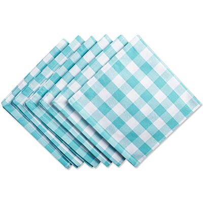 DII Tabletop, Cotton, Aqua, 20" x 20" (Set of 6) DII Tabletop, Cotton, Aqua, 20" x 20" (Set of 6)