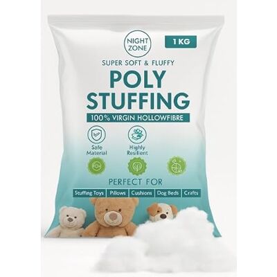 NIGHTZONE High Grade Soft Hollow Fibre Stuffing Filling For Toys, Pillows and Cushion Covers (1 KG) NIGHTZONE High Grade Soft Hollow Fibre Stuffing Filling For Toys, Pillows and Cushion Covers (1 KG)