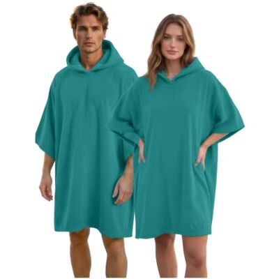 GC GAVENO CAVAILIA Poncho Towel Adult Changing Robe Women Men for Beach, Bath, Swimming Poncho with Hooded Lightweight, Super Absorbent Quick Drying Towel Changing Robe 108x85cm, Teal GC GAVENO CAVAILIA Poncho Towel Adult Changing Robe Women Men for Beach, Bath, Swimming Poncho with Hooded Lightweight, Super Absorbent Quick Drying Towel Changing Robe 108x85cm, Teal
