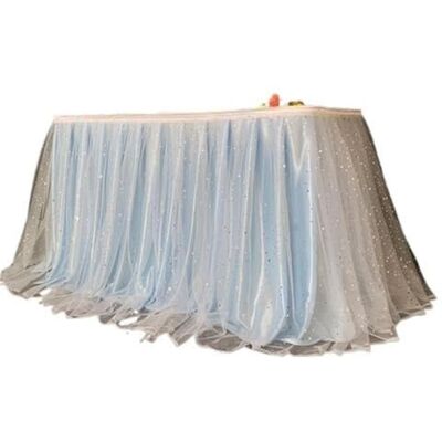 HUDFVIOI Tulle Table Skirts Tulle Starry Table Skirts Tutu Skirt For Wedding Birthday Party Decoration Tablecloth(Light Blue,75x500CM) HUDFVIOI Tulle Table Skirts Tulle Starry Table Skirts Tutu Skirt For Wedding Birthday Party Decoration Tablecloth(Light Blue,75x500CM)