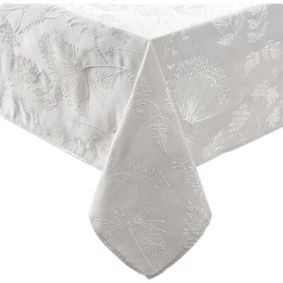 Laura Ashley Tablecloth Raised Woven Embroidered Jacquard Fabric, Wrinkle Resistant for Dining, Holiday, Party, Wedding or Banquet, 60" x 84", Cynthia Beige Laura Ashley Tablecloth Raised Woven Embroidered Jacquard Fabric, Wrinkle Resistant for Dining, Holiday, Party, Wedding or Banquet, 60" x 84", Cynthia Beige