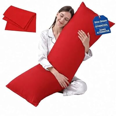 IBIZA DREAMS Antiallergenic Hollow Fibre Filled Bolster Pillow with Free Pillow Case (RED, 4.6FT) IBIZA DREAMS Antiallergenic Hollow Fibre Filled Bolster Pillow with Free Pillow Case (RED, 4.6FT)
