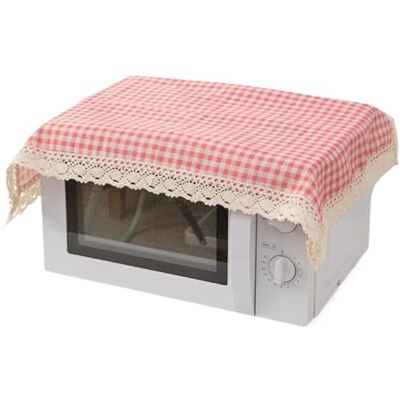 GOXQIT 3 Pcs Cotton Linen Covers Plaid Printed Microwave Oven Simple Tablecloth Household Protector Cabinet Cloth Protectors For Home(Pink) GOXQIT 3 Pcs Cotton Linen Covers Plaid Printed Microwave Oven Simple Tablecloth Household Protector Cabinet Cloth Protectors For Home(Pink)