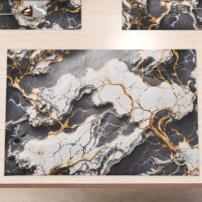 PETTI Artigiani Italiani MARBLELIZED Washable American Placemats, Dark Grey Marble Effect Fabric Placemats, Set of 2 (30 x 45 cm) Elegant, Ideal for Breakfast, Lunch and Dinner, Gift Idea, 100% Made in Italy PETTI Artigiani Italiani MARBLELIZED Washable American Placemats, Dark Grey Marble Effect Fabric Placemats, Set of 2 (30 x 45 cm) Elegant, Ideal for Breakfast, Lunch and Dinner, Gift Idea, 100% Made in Italy