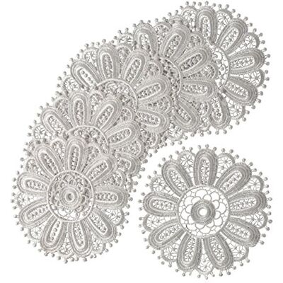 Classic Home Store Pack of 6 Floral Lace Round Doilies 100% Polyester Traditional Table Linen Doyley Mat 18.5cm (White) Classic Home Store Pack of 6 Floral Lace Round Doilies 100% Polyester Traditional Table Linen Doyley Mat 18.5cm (White)