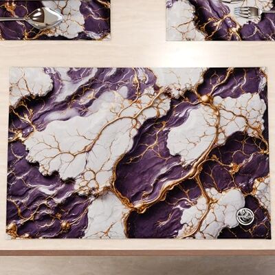 PETTI Artigiani Italiani MARBLELIZED Washable American Placemats, Purple Marble Effect Fabric Placemats, Set of 2 (30 x 45 cm) Elegant, Ideal for Breakfast, Lunch and Dinner, Gift Idea, 100% Made in Italy PETTI Artigiani Italiani MARBLELIZED Washable American Placemats, Purple Marble Effect Fabric Placemats, Set of 2 (30 x 45 cm) Elegant, Ideal for Breakfast, Lunch and Dinner, Gift Idea, 100% Made in Italy