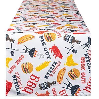DII CAMZ11167 100% Polyester Table Runner, Spilll Proof and Waterproof for Outdoor or Indoor Use, Machine Washable, 14x72, Barbeque DII CAMZ11167 100% Polyester Table Runner, Spilll Proof and Waterproof for Outdoor or Indoor Use, Machine Washable, 14x72, Barbeque