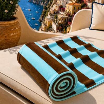 PETTI Artigiani Italiani Microfibre Beach Towel, Beach or Pool Towel, Beach Towel, Large 90 x 180 cm, Blue Brown Stripes PETTI Artigiani Italiani Microfibre Beach Towel, Beach or Pool Towel, Beach Towel, Large 90 x 180 cm, Blue Brown Stripes