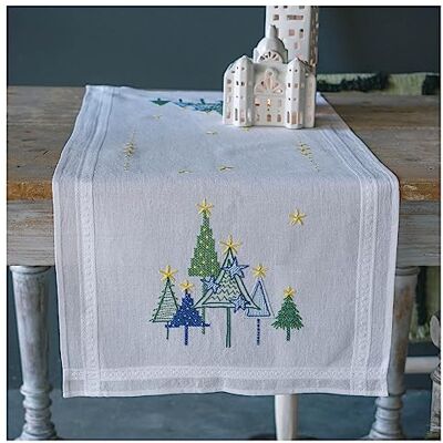 Vervaco Modern Pine Table Runner Kit, White, ca. 40 x 100 cm Vervaco Modern Pine Table Runner Kit, White, ca. 40 x 100 cm