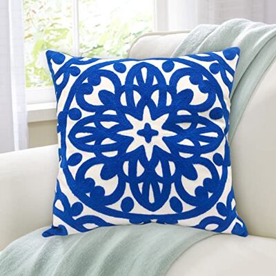 Alysheer Decorative Throw Pillow Covers 100% Cotton Mandala Embroidered Classic Chic Pattern Cushion Covers for Sofa Couch Living Room Bedroom (Royal Blue, 18x18 Inch) Alysheer Decorative Throw Pillow Covers 100% Cotton Mandala Embroidered Classic Chic Pattern Cushion Covers for Sofa Couch Living Room Bedroom (Royal Blue, 18x18 Inch)