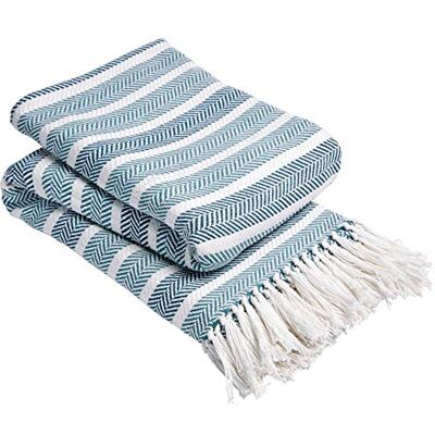 Olivia Rocco Zara Throw 100% Cotton Sofa Bed Cover Throws Blanket, Teal 178 x 254 cm Olivia Rocco Zara Throw 100% Cotton Sofa Bed Cover Throws Blanket, Teal 178 x 254 cm