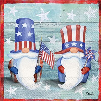 IHR Ideal Home Range Boston International IHR 3-Ply Paper Napkins, 20-Count Cocktail Size, Freedom Gnomes IHR Ideal Home Range Boston International IHR 3-Ply Paper Napkins, 20-Count Cocktail Size, Freedom Gnomes