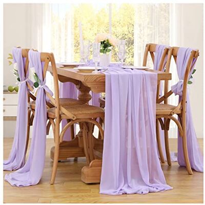 SoarDream 10ft Chiffon Table Runners Pack of 10 Light Purple Gauze Table Swags Bridal Shower Party Sheer Cake Table Fabric for Reception Tables SoarDream 10ft Chiffon Table Runners Pack of 10 Light Purple Gauze Table Swags Bridal Shower Party Sheer Cake Table Fabric for Reception Tables
