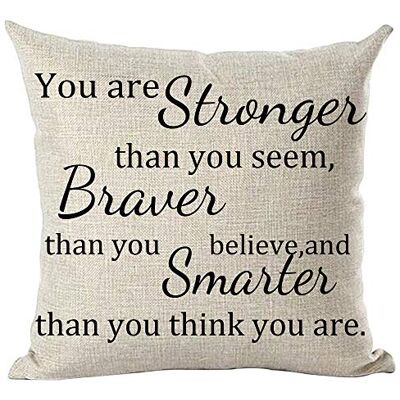 ramirar Black Word Art Quote You are Stronger Than You Seem Braver Smarter Inspirational Decorative Throw Pillow Cover Case Cushion Home Living Room Bed Sofa Car Soft Cotton Linen Square 18 x 18 Inch ramirar Black Word Art Quote You are Stronger Than You Seem Braver Smarter Inspirational Decorative Throw Pillow Cover Case Cushion Home Living Room Bed Sofa Car Soft Cotton Linen Square 18 x 18 Inch