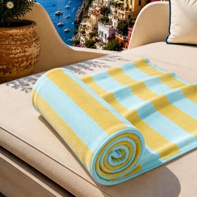 PETTI Artigiani Italiani Microfibre Beach Towel, Beach or Pool Towel, Beach Lounger Towel, Large 90 x 180 cm, Stripes Yellow Ochre Sky Blue PETTI Artigiani Italiani Microfibre Beach Towel, Beach or Pool Towel, Beach Lounger Towel, Large 90 x 180 cm, Stripes Yellow Ochre Sky Blue