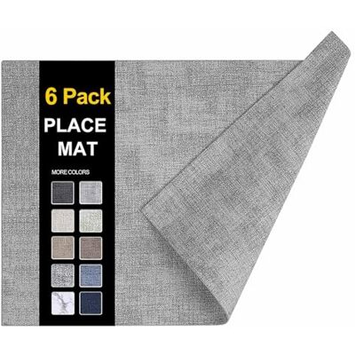 Homing Faux Leather Heat Resistant Placemats Set of 6 – Waterproof Wipeable Place Mats for Dining Table, Easy to Clean Kitchen Light Grey Table Mats Homing Faux Leather Heat Resistant Placemats Set of 6 – Waterproof Wipeable Place Mats for Dining Table, Easy to Clean Kitchen Light Grey Table Mats