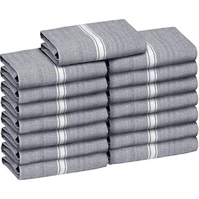 Zeppoli Tea Towel Set Kitchen Towels –100% Natural Cotton Dish Catering Towels Soft and Absorbent Reusable Cleaning Cloths (Grey White Striped, 15 Pack) Zeppoli Tea Towel Set Kitchen Towels –100% Natural Cotton Dish Catering Towels Soft and Absorbent Reusable Cleaning Cloths (Grey White Striped, 15 Pack)