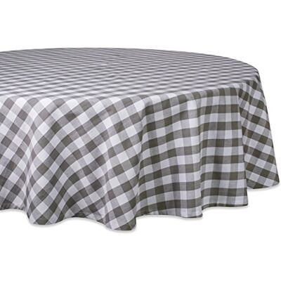 DII Checkered Tabletop Collection 100% Cotton, Machine Washable, Tablecloth, 70" Round, Gray DII Checkered Tabletop Collection 100% Cotton, Machine Washable, Tablecloth, 70" Round, Gray