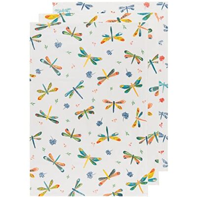 Now Designs Floursack Kitchen Towels Quick Dry Cotton Hand Towel Set, 3 Count, Dragonfly, 20 x 30 in Now Designs Floursack Kitchen Towels Quick Dry Cotton Hand Towel Set, 3 Count, Dragonfly, 20 x 30 in