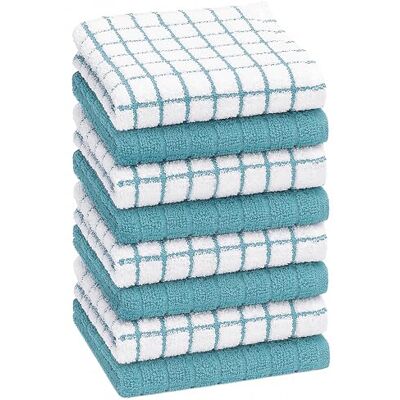 Bumble Towels Bumble Premium Cotton Dish Cloths (12" x 12") Aqua Check Design Highly Absorbent Natural Ring Spun Cotton Kitchen Dish Towel Set 380 GSM 8 Pack Bumble Towels Bumble Premium Cotton Dish Cloths (12" x 12") Aqua Check Design Highly Absorbent Natural Ring Spun Cotton Kitchen Dish Towel Set 380 GSM 8 Pack