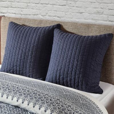 INK+IVY 100% Cotton Euro Sham European Square Decorative Pillow Cover, Hidden Zipper Closure (Cushion NOT Included), Camila, Quilted Navy 26"x26 INK+IVY 100% Cotton Euro Sham European Square Decorative Pillow Cover, Hidden Zipper Closure (Cushion NOT Included), Camila, Quilted Navy 26"x26