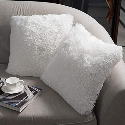 NordECO HOME Luxury Soft Faux Fur Fleece Throw Pillow Cover Decorative Pillow Cases, No Pillow Insert, 16 x 16 Inch, White, 2 Pack NordECO HOME Luxury Soft Faux Fur Fleece Throw Pillow Cover Decorative Pillow Cases, No Pillow Insert, 16 x 16 Inch, White, 2 Pack