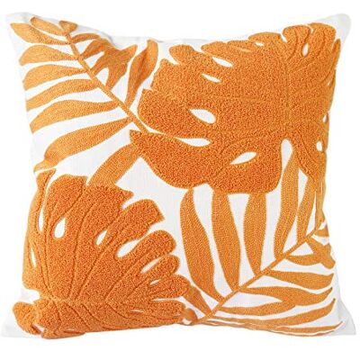 Hodeco Embroidery Throw Pillow Covers 18x18 Home Decor Floor Pillow Cover for Couch Bed Chair 100% Cotton Loop Embroidered Orange Tropical Leaves Cushion Cover Square Pillowcase 45x45cm, 1 Piece Hodeco Embroidery Throw Pillow Covers 18x18 Home Decor Floor Pillow Cover for Couch Bed Chair 100% Cotton Loop Embroidered Orange Tropical Leaves Cushion Cover Square Pillowcase 45x45cm, 1 Piece