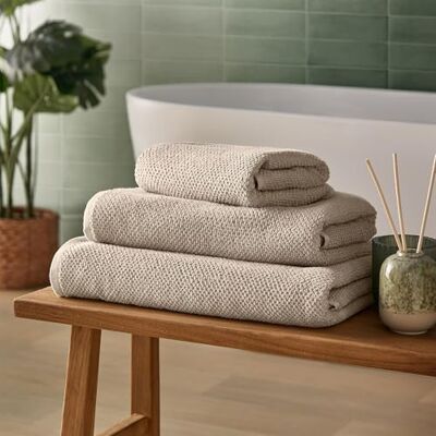 Silentnight - Popcorn Waffle Towel - Natural - Bath Towel Silentnight - Popcorn Waffle Towel - Natural - Bath Towel