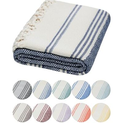 DEMMEX Organic Turkish Cotton Beach Bath Hammam Towel – Quick-Dry, Lightweight, Sand-Free Beach Towel & Blanket – Luxury Bathroom & Hammam Towel Peshtemal, OEKO-TEX Certified, 180x90cm, Navy Blue DEMMEX Organic Turkish Cotton Beach Bath Hammam Towel – Quick-Dry, Lightweight, Sand-Free Beach Towel & Blanket – Luxury Bathroom & Hammam Towel Peshtemal, OEKO-TEX Certified, 180x90cm, Navy Blue