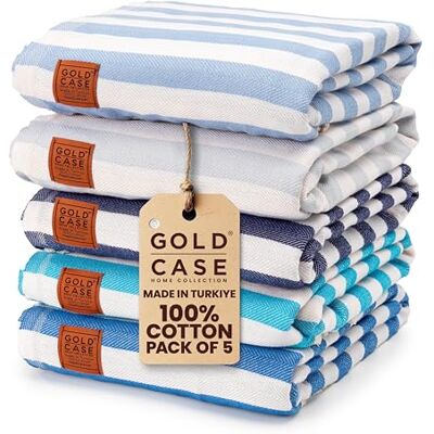 GOLD CASE HOME COLLECTION GOLD CASE Turkish Beach Towel Bath Towels MYRA Series Set of 5 XXL Oversized 70x40 inches -100% Cotton Super Soft Quick Dry Lightweight Sand Free Turkish Towel (5X-myra-Blues) GOLD CASE HOME COLLECTION GOLD CASE Turkish Beach Towel Bath Towels MYRA Series Set of 5 XXL Oversized 70x40 inches -100% Cotton Super Soft Quick Dry Lightweight Sand Free Turkish Towel (5X-myra-Blues)