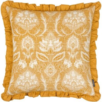 Paoletti Kirkton Floral Pleated Cushion Cover - Yellow Cotton - One Size Paoletti Kirkton Floral Pleated Cushion Cover - Yellow Cotton - One Size