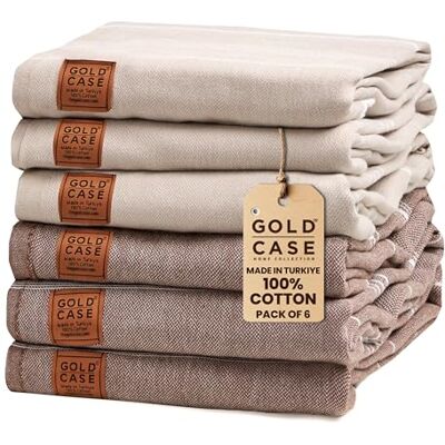 GOLD CASE HOME COLLECTION Gold CASE Turkish Beach Towel Set of 6-100% Cotton 70x38 inches XXL Oversized PRE-Washed Quick Dry Sand Free Turkish Towel Lightweight Bath Towels (Lycia-Beige-Brown) GOLD CASE HOME COLLECTION Gold CASE Turkish Beach Towel Set of 6-100% Cotton 70x38 inches XXL Oversized PRE-Washed Quick Dry Sand Free Turkish Towel Lightweight Bath Towels (Lycia-Beige-Brown)