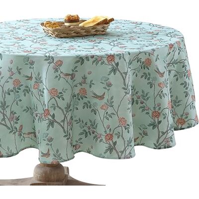 Laura Ashley Decorative Tablecloth, Wrinkle and Stain Resistant, Spillproof Water Repellent, Easy Care Washable Polyester Fabric for Dining, Kitchen, Holiday, and Party, 70" Round, Eglantine Laura Ashley Decorative Tablecloth, Wrinkle and Stain Resistant, Spillproof Water Repellent, Easy Care Washable Polyester Fabric for Dining, Kitchen, Holiday, and Party, 70" Round, Eglantine