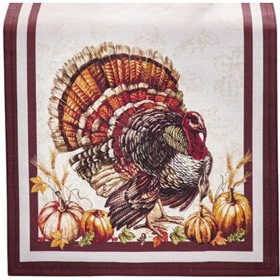 Elrene Home Fashions Autumn Heritage Turkey Engineered Table Runner, 13"x70 Elrene Home Fashions Autumn Heritage Turkey Engineered Table Runner, 13"x70