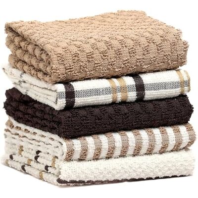Olivia Rocco 5 Pack Terry Kitchen Tea Towels Cotton Super Absorbent Quick Drying Soft Towel Cloth, Natural Olivia Rocco 5 Pack Terry Kitchen Tea Towels Cotton Super Absorbent Quick Drying Soft Towel Cloth, Natural