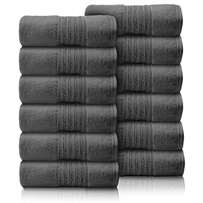 GC GAVENO CAVAILIA 12 Pack Face Towels Set (30x30 CM) Cotton Face Cloths Quick Drying & Highly Absorbent Fingertip Towel Washcloth For Bathroom, Spa, Gym Towels Charcoal GC GAVENO CAVAILIA 12 Pack Face Towels Set (30x30 CM) Cotton Face Cloths Quick Drying & Highly Absorbent Fingertip Towel Washcloth For Bathroom, Spa, Gym Towels Charcoal